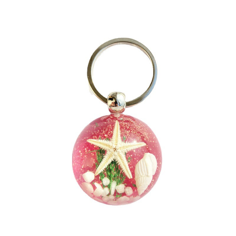 Wholesale 6pcs Summer New Starfish Resin Keychain